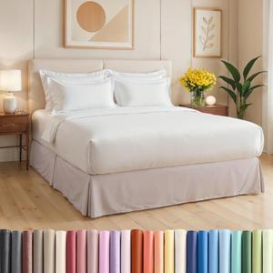 Pleated Bed Skirt King Size - 3 Sided Pleated Bed Skirt King - Ultra-Soft, Easy Fit with 18 Inch Tailored Drop - Hotel Quality, Wrinkle & Fade Resistant - for Women, Men, Kids and Teens - Light Grey