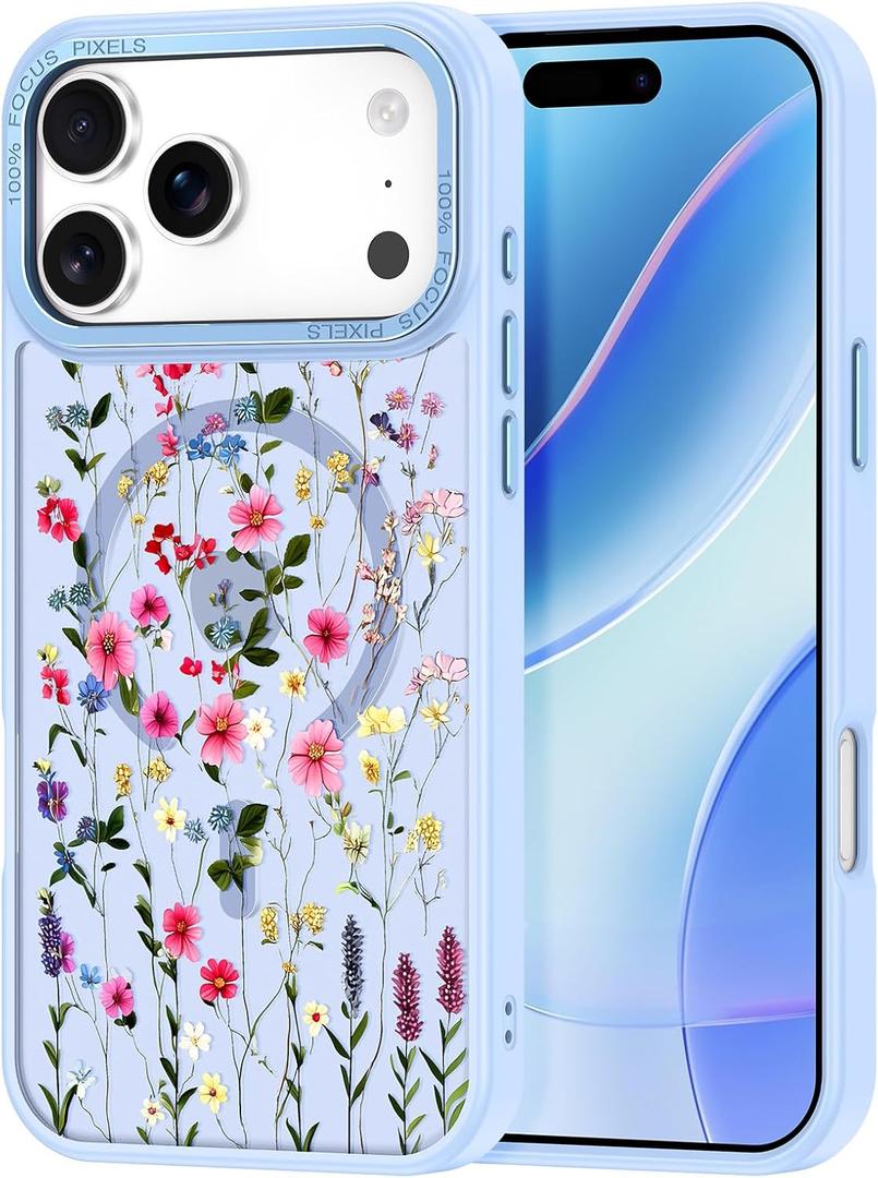 Magnetic for iPhone 17 Pro Case (2025), [Military Grade Drop Protection] [Compatible with MagSafe] Shockproof Slim Translucent Matte Anti-Slip Women Girls Men Phone Cover, Light Blue