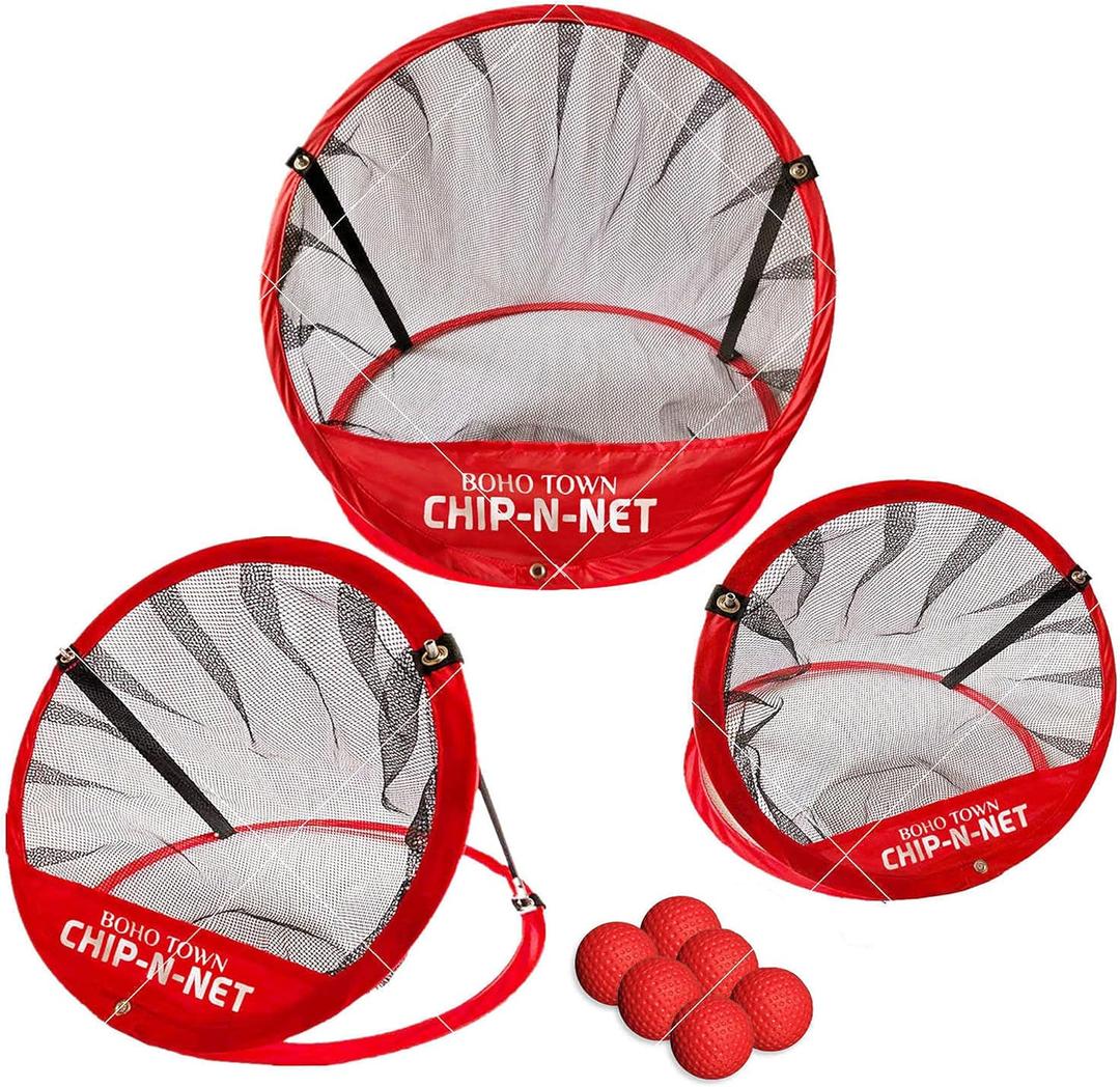 Golf Chip-N-Net Sports 3 Piece Chipping Nets Target Practice Set with Accessories Including 12 Practice Golf Balls and a Complimentary Carrying Case for Indoor and Outdoor Use