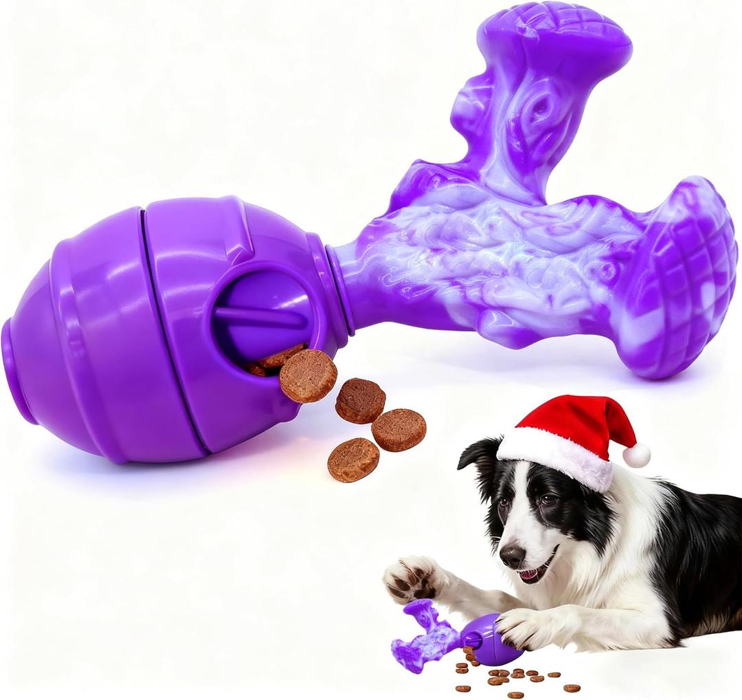 Interactive Dog Toys to Keep Them Busy, 3 in 1 Dog Puzzles for Smart Dogs, Treat Dispensing Toy for Large Dogs, Tough Chew Toys for Aggressive Chewers, Medium & Large Breeds, Bacon Flavor (Purple)