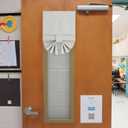 NICETOWN Classroom Blackout Shades for Windows and Doors, Thermal Inusalted 100% Privacy Linen Shade for Sidelight French Door, Tie Up Curtain for Living Room, 8W x 36L, 1 Panel, Ivory White