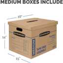 Bankers Box Medium Classic Moving Box 8 Pack, Reinforced Handles, Tape-Free Assembly, Box with Lid, 19-in x 14.5-in x 15.5-in (7717201)