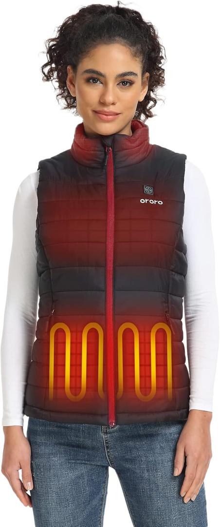 ORORO Women's Lightweight Heated Vest with USB-C Rechargeable Battery, Puffer Classic Heating Vest, Small