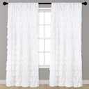Kotile White Ruffle Curtain 84 Inches Long 1 Panel Gypsy Layered Ruffled Curtain for Living Room, Rod Pocket Light Filtering Privacy Shabby Chic White Ruffle Window Curtain Panel, W52 x L84 Inch