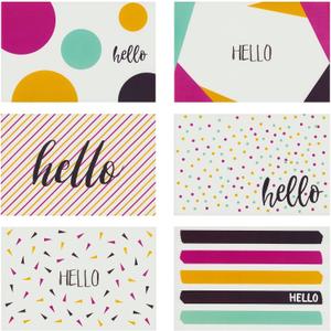 48 Pack All Occasion Assorted Blank on the Inside Note Cards - Greeting Card Bulk Box Set - 6 Modern Hello Designs Notecards with Envelopes Included, 4 x 6 Inches