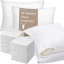 Shimeyao 24 Pcs 20 x 40 Inch Zippered Pillow Protectors Bulk, Standard Size Bedding Pillow Cases, Soft Breathable Cotton Sateen Dust Protection Covers White Protectors for Home Hotel Rental
