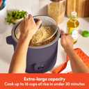 bella 16 Cup Rice Cooker with Steamer, Dishwasher Safe Steaming Basket, Rice Paddle and Measuring Cup, Removable Nonstick Cooking Bowl, Automatic Keep Warm Function, 400 Watt, Plum