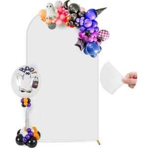 7.2FT Arch Backdrop Cover, Wedding Arch Cover Spandex Fitted Stretchy Background Stand, 2-Sided White Backdrop for Birthday Party Decorations Ceremony Baby Shower Banquet Christmas