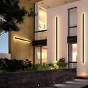 2Pack 47.2inch Long Outdoor Modern LED Wall Light,38W Waterproof IP65 Warm White 110V led Wall Mount Lighting Fixture Rectangular Black Wall Lights Elegant Frosted White Acrylic Anti Rust.