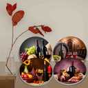 TUMOVO Red Wine Burn Covers for Electric Stove Kitchen Decor Wooden Barrel Round Stove Burner Cellar Gas Burner Covers,Metal Stove Burner Cover Set of 4 Grape Gilt Fruit Food Pattern(Yellow),10''x10' (Artwork-01)