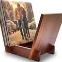 Honygebia Wooden Vinyl Record Holder - Wood Record Album Holder, V-Shaped Vinyl Record Storage Racks, Album Holders for Vinyl Records, Shelf for Storing Collection of 40 Premium LPs (Solid Sapele)