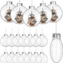 KIMOBER 24PCS Plastic Discs Ornaments,3.15 Inch Clear Flat Sphere Fillable Hanging Ornament Ball for DIY Craft Xmas Tree Decoration