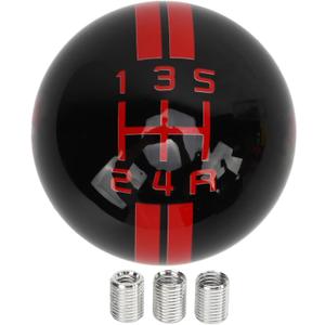 Akozon 5 Speed Gear Shift Knob for Manual Replacement Shifter Lever Stick Head Knob for from 1967 to 2018 (Black Red)