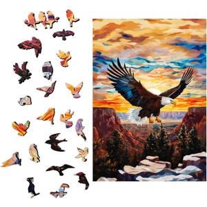 Wooden Puzzles for Adults  200 Piece Premium Wooden Jigsaw Puzzle with Eagle Design, Artistic Animal Puzzle for Relaxation, Unique Gift for Adults and Family