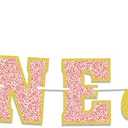 Miss Onederful Gold and Pink Glitter Garland Banner Perfect for Wonderful Little Girl Toddler Baby Girl 1st Birthday Party Decorations.