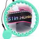 JLoibao Weighted Hula Circle with 24/26 Links(51-56 Inch) for Adults Weight Loss, Infinity Fitness Hoop Plus Size, for Women Smart Exercise Equipment (Cyan)