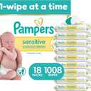 Pampers Sensitive Baby Wipes, Water Based, Hypoallergenic and Unscented, 8 Flip-Top Packs, 4 Refill Packs (1008 Wipes Total)