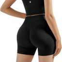 SUUKSESS Women 2 Piece Workout Sets Hidden Scrunch Butt Lifting Biker Shorts Square Neck Tank Tops (Medium, Black)