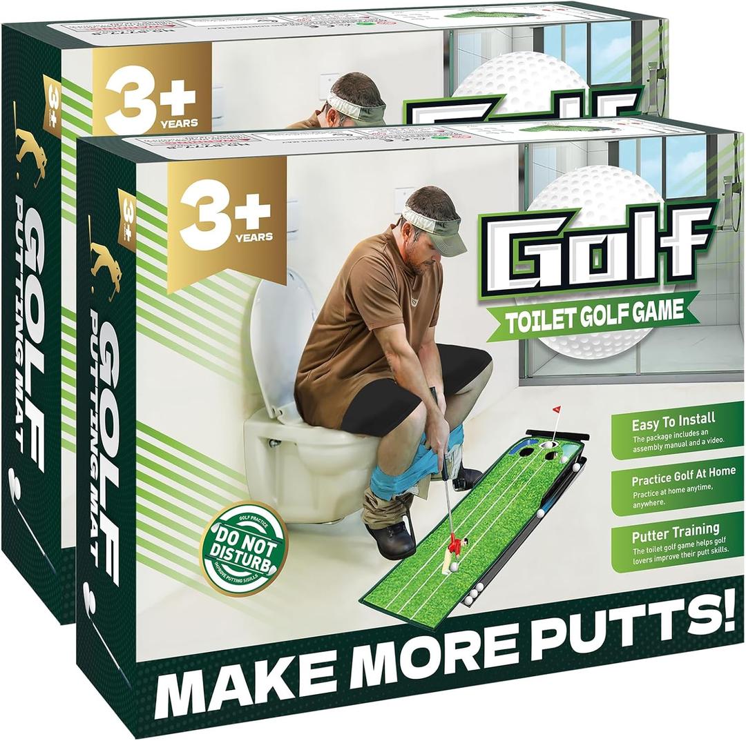 Toilet Golf Empty Box, 2x Funny Prank-shaped Putting Green Hole Set Gag Gift for Men, Cool White Elephant Gift for Adults, Hilarious Prank Ideal Gift Idea Present for Birthday, Father's Day, Christmas (Style No.1 - 2 Pack)