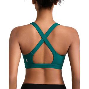 RUNNING GIRL High Impact Sports Bras for Women,Crisscross Back High Support Bra Moulded Cup Workout Bra Push up(WX3072 Storm Teal S)