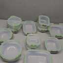 FineDine 12 Piece Glass Storage Containers with Lids - Airtight, Leak Proof, Dishwasher Safe, Glass Food Storage, Food Storage Containers, Meal Prep Containers, Green