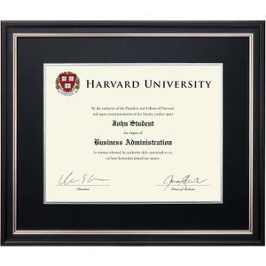 EXCELLO GLOBAL PRODUCTS Photo Document Frame: 11" x 14" with Double Mat Graduation Diploma Certificate Holder Wall Frame (Black/Silver/Red)