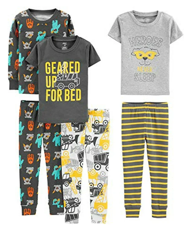 Simple Joys by Carter's Boys' 6-Piece Snug Fit Cotton Pajama Set, Size 3T