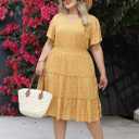 Nemidor Womens Plus Size Summer Midi Dress Casual Tiered Floral Print Beach Swing Boho Dresses with Pocket 16-26