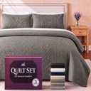 SLEEPHORIA King Quilt Bedding Set - Cloud Soft All-Season Bedspread 3 PC w/ Shams, Bed Quilt King Size Coverlet - Oversized, Light Weight, Ultra Durable, Easy Care - 106 x 96 in (Taupe)