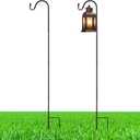 2 Pack 24 Inch Adjustable Shepherds Hook for Outdoor Metal Rust Resistant Steel Shepard Hooks for Bird Stand Feeder Pole, Weddings Decor, Garden Plant Basket, Outside Hanging Solar Lights