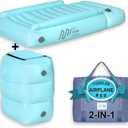 Inflatable Airplane Bed for Kids - Comfortable Toddler Plane Travel Set, Travel Bag - Footrest for Long Flights - Portable Blow Up Kid Bed with Air Pump