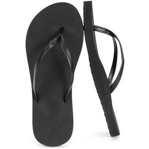 MORMIRAC Womens Slim Leather Comfortable Flip Flops Summer Beach Thong Sandals Arch Support Non Slip, Size 10