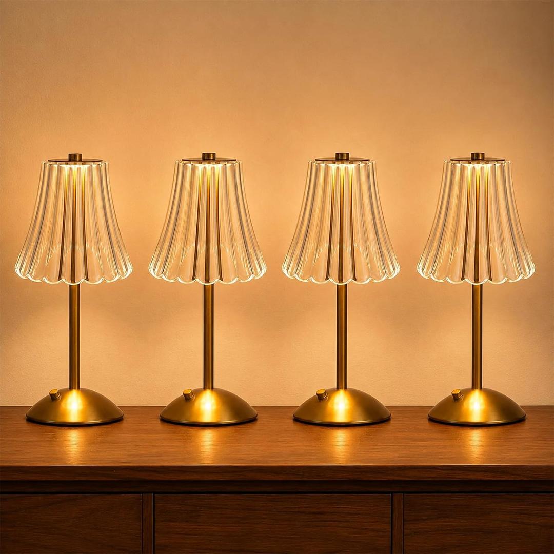 6 PCs Rechargeable Cordless Table Lamp, Gold Touch Crystal Desk Lamp
3 Color Dimmable LED Small Lamp, Battery Operated Lamp for Bedroom Bedside Restaurant Kitchen Home Decor