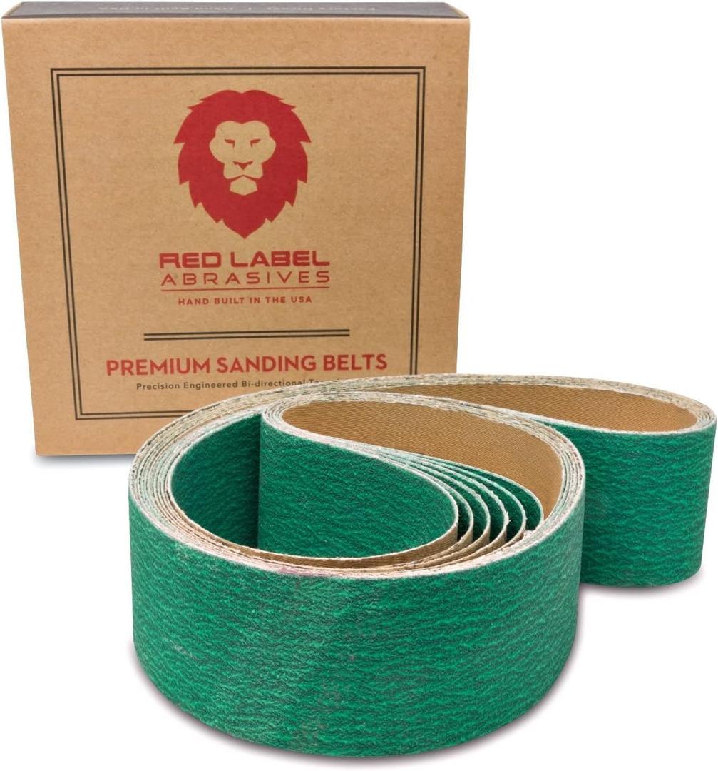 Red Label Abrasives 2 X 42 Inch 80 Grit Metal Grinding Zirconia Sanding Belts, 6 Pack