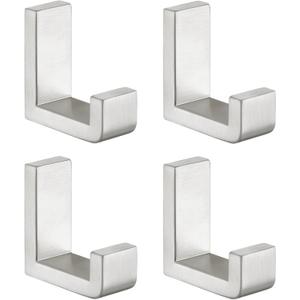 Angle Simple Towel Hooks for Bathroom, SUS 304 Stainless Steel Robe Coat Hooks for Wall, Brushed Nickel, 4 Pack