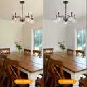 Vintage 5-Light Chandelier Black Kitchen Pendant Light Fixtures Finish with Crystal Glass Shade for Living Room Dining Room Bedroom Chandelier Over Table