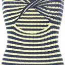 MakeMeChic Women's Knit Striped Twist Front Tube Top Strapless Cut Out Bandeau Crop Tops (XL)