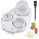 3 in 1 Egg Slicer for Hard Boiled Eggs with Cleaning Brush, Multipurpose 3-Way Cutter with 3 Slice Modes, Heavy Duty, Hard Boiled Egg Cutter & Fruit Slicer, Dishwasher Safe (White)