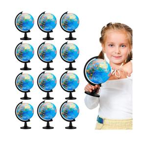 Meooeck 12 Pcs World Globe with Stand 4.6 Inch Geographic World Globe Bulk for Kids Students Learning Educational Classroom Desk Table Decoration, Blue