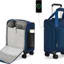 MILADA Underseat Carry On Luggage with Wheels, Airline Approved 16-inch Spinner Small Suitcase, Softside Travel Luggage, Personal Item Overnight Bag, Business Mini Suitcase for Women and Men, Blue