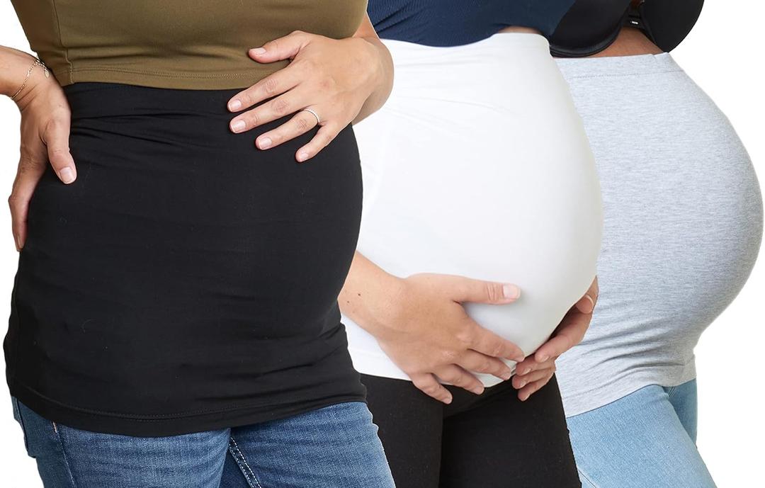 Belly Bands - Available in 8 Sizes and 7 Colors. Maternity & Postpartum Shirt Extender 3 Packs for All Stages of Pregnancy (XXL)
