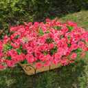 HyeFlora Artificial Flowers for Outdoors Fake Plants Outside Decoration, 12 Bundles Silk Hot Pink Morning Glory UV Resistant Look Real Faux Flowers for Planter Front Door Porch Patio Yard Gardens Home