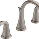 Delta Lahara Brushed Nickel Bathroom Faucet 3 Hole, 8 Inch Widespread Bathroom Sink Faucet for Vanity, Metal Push-Pop Drain Assembly, Stainless 3538-SSMPU-DST