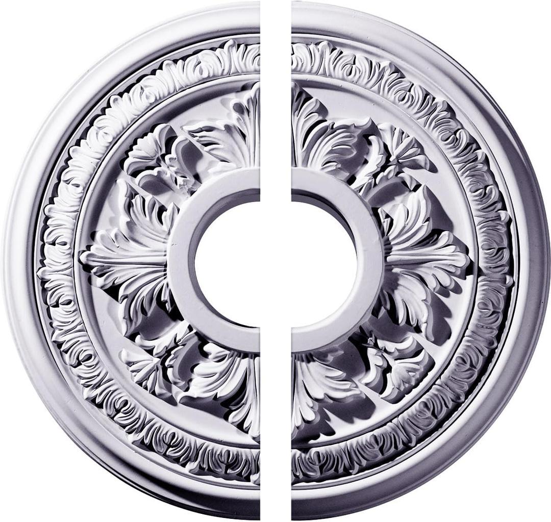 Ekena Millwork CM15BA2 15 3/8"OD x 4 1/4"ID x 1 1/2"P Baltimore Ceiling Medallion, Fits Canopies up to 5-1/2", 2 Piece