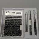 Flaunt Lash Clusters Kit Flora Short 8-14mm Light-Volume Wispy Eyelash Clusters D Curl DIY Eyelash Extension Kit Spiky Cat Eye Individual Lash Eyelash Clusters with 0.05mm Ultra-Thin Black Band
