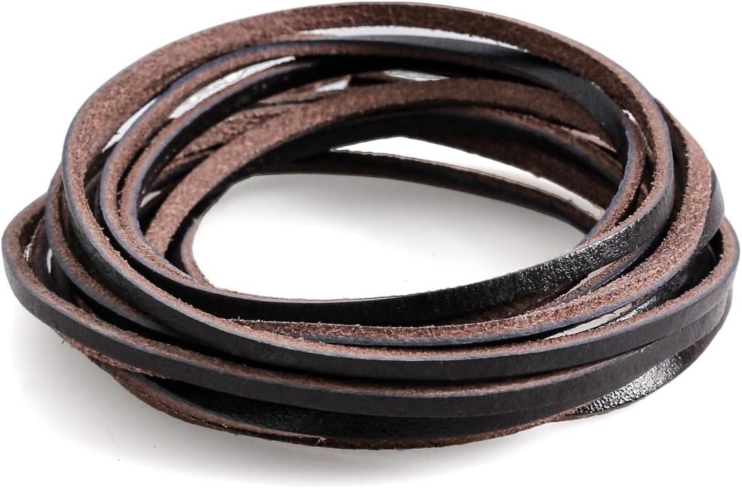 3mm Flat Leather Cord 3 Metres, Leather Strips, Leather Shoe Laces for Boot Laces, Necklace, Bracelets, Jewelry Making, Crafting, Baseball Glove Repair