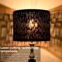 GO&SO Black Lamp Shades For Table Lamps, 13" Top x 13" Bottom x 10" High(Spider), Industrial Etching Vertical Stripe Medium Drum Lampshades, Replacement Living Room Floor Lamp Shade, Assembly Required