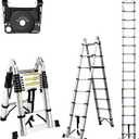 Telescoping Ladder A Frame Soctone 16.5FT Aluminum Telescopic Ladder 330lbs Capacity Compact Ladder RV Extension Ladder for Household Outdoor