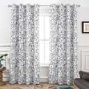 DriftAway Julia Blackout Curtains for Bedroom Gray Floral Watercolor Pattern Double Layer Thermal Insulated Sound Reducing Room Darkening Drapes for Living Room Grommet 2 Panels Each W52 x L84 Gray