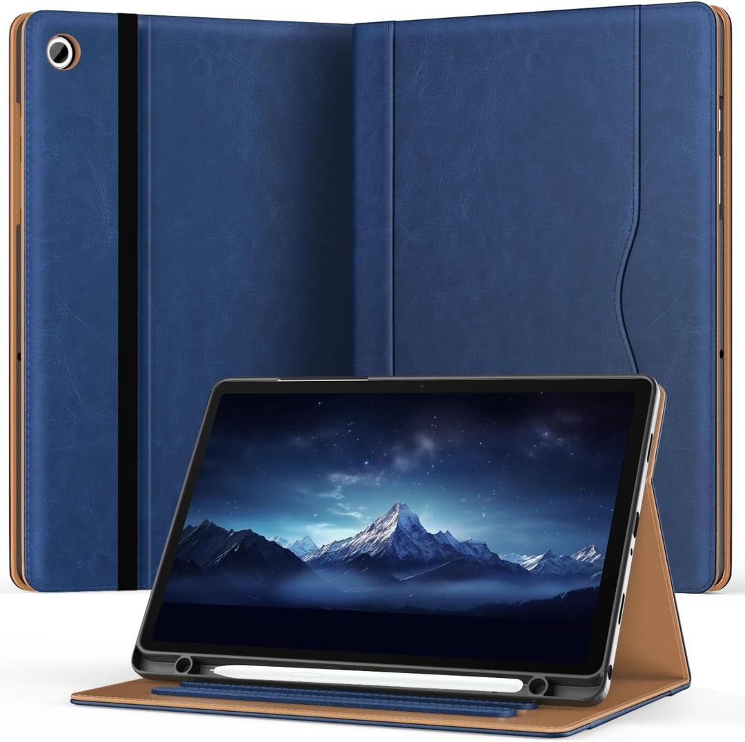 OKP Case for Samsug Galaxy Tab A11+ / A9+ Plus 11 inch 2026/2024 (SM-X230/X236/X238/X210/X216/X218), PU Leather Folio Cover with Multi-Angle Stand, Auto Wake/Sleep for 11" Tablet (Navy Blue)
